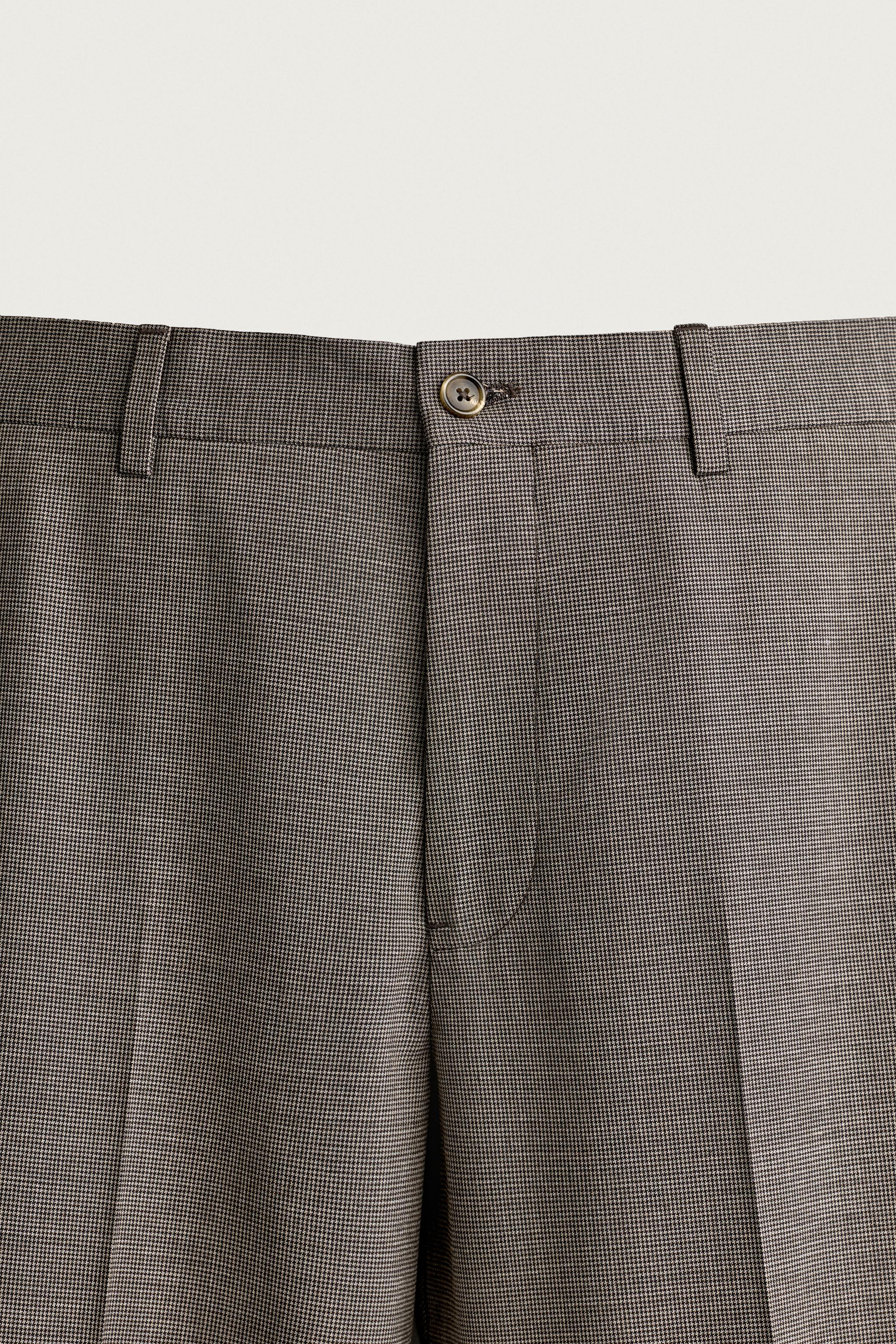 HOUNDSTOOTH REGULAR FIT SUIT TROUSERS